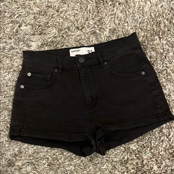 Garage Black Jean Shorts Distressed High-Waisted - Picture 1 of 3